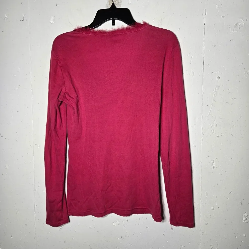 Banana Republic Womens Henley Long Sleeve Top Size Medium Fringe Boho Chic‎ Y2K